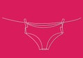 One line drawing of isolated vector object - panties on rope