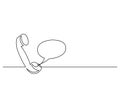 One line drawing of isolated vector object - phone receiver and speech bubble