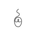 One line drawing of isolated vector object - wired computer mouse Royalty Free Stock Photo