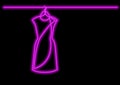 One line drawing of isolated vector object - woman dress on hanger with neon vector effect Royalty Free Stock Photo