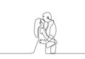 One line drawing of kissing. Couple in love theme design. Vector illustration of man and woman with intimacy relationship