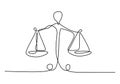 One line drawing of law balance, or Scale icon, symbol of court and firm. Vector illustration continuous hand drawn minimalism Royalty Free Stock Photo