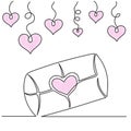 One line drawing of love gift box Royalty Free Stock Photo
