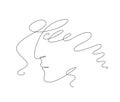 One Line Drawing Male Face. Beauty Man Portrait