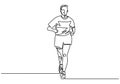 One line drawing of man running vector illustration minimalist design. Athlete concept single hand drawn Royalty Free Stock Photo