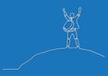 One line drawing of man on the top of the world Royalty Free Stock Photo