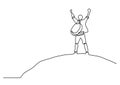 One line drawing of man on the top of the world Royalty Free Stock Photo