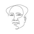 One line drawing of Mao Zedong