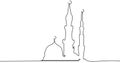 One Line Drawing Minimalist Mosque Ramadhan