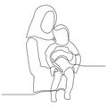 One line drawing of mother and her baby lovely family concept after born minimalist vector design 230919