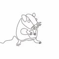 One line drawing of mouse pet or rat animal. Continuous single hand drawn lineart sketch minimalism vector illustration simplicity Royalty Free Stock Photo