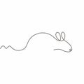 One line drawing of mouse pet or rat animal. Continuous single hand drawn lineart sketch minimalism vector illustration simplicity Royalty Free Stock Photo