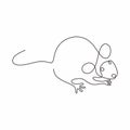 One line drawing of mouse pet or rat animal. Continuous single hand drawn lineart sketch minimalism vector illustration simplicity Royalty Free Stock Photo