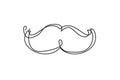 One Line Drawing Mustache, Continuous Line Dad Whiskers, Moustache, Vintage Man Hairstyle