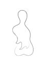 One Line Drawing Nude Female Body. Beauty Woman Back Royalty Free Stock Photo