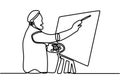 One line drawing of painter artist. A man standing painting an artwork on canvas. Man holding paint brush. Meaningful abstract Royalty Free Stock Photo