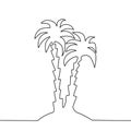 One Line Drawing Palm Tree, Coconut Palm Trees