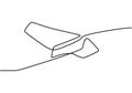 One Line Drawing of Paper Plane, Vector Continuous Single Line Art Isolated on White Background. Airplane Minimalism Hand Drawn Royalty Free Stock Photo