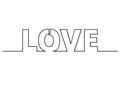 One line drawing of phrase - love