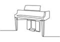 One line drawing of piano. Vector illustration musical instrument. Continuous single hand drawn minimalism