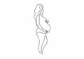 One line drawing of pregnant mother. Woman having baby. Vector illustration simplicity design