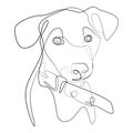 One line drawing of a puppy\'s muzzle. Dog line drawing