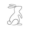 one line drawing of rabbit calligraphy style vector illustration Royalty Free Stock Photo