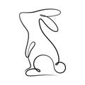 one line drawing of rabbit calligraphy style vector illustration Royalty Free Stock Photo