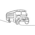 One line drawing of school bus. Single continuous line drawing back to school concept vector illustration Royalty Free Stock Photo