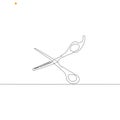 One line drawing of scissor