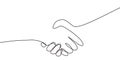 One line drawing of shaking hands. Concept of handshake of two persons Royalty Free Stock Photo