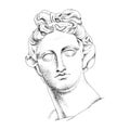 Bust of Apollo, the ancient Greek god. Royalty Free Stock Photo