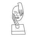 One line drawing sketch sculpture. Modern single line art, aesthetic contour. Perfect for home decor such as posters Royalty Free Stock Photo