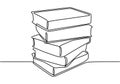 One line drawing of stack of books. Book is window of world. Study, learning with book. Smart education concept vector