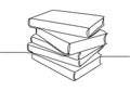 One line drawing of stack of books. Book is window of world. Study, learning with book. Smart education concept vector