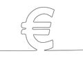 One line drawing style of a euro money sign isolated on white background. Business concept sketch of investment profit. Currency
