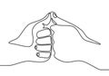 One line drawing of thumbs up. Two thumbs touching each other instead of shaking hands. Hand showing deal or great sign. Royalty Free Stock Photo