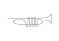 One line drawing of trumpet design. Classical jazz music instrument. Vector illustration simple continuous outline style