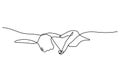 one line drawing of two hands making heart shape sign illustration Royalty Free Stock Photo