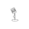 one line drawing wired microphone vector illustration minimalist design