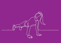 One line drawing of woman doing pushups