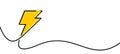 One line drawn yellow flash sign