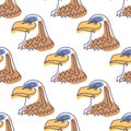 One line eagle logo bird seamless pattern.