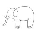 One line elephant design silhouette. Hand drawn minimalism style