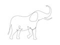 One line elephant drawing body. Minimalism art. Continuous line wild animal
