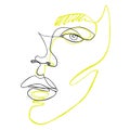 One line face art vector illustration. Continuous line drawing. Abstract woman portrait. Surreal Female linear contour