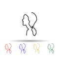 One line, face, woman multi color icon. Simple thin line, outline vector of human icons for ui and ux, website or mobile