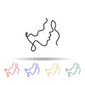One line, face, woman multi color icon. Simple thin line, outline vector of human icons for ui and ux, website or mobile