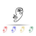 One line, face, woman multi color icon. Simple thin line, outline vector of human icons for ui and ux, website or mobile