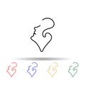 One line, face, woman multi color icon. Simple thin line, outline vector of human icons for ui and ux, website or mobile